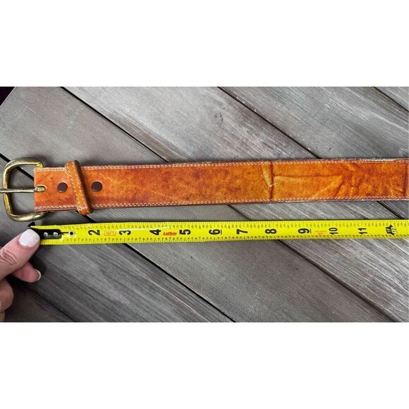 Justin Top Grain Cowhide Light Tan Made In USA 613A Unisex Western Belt - Picture 8 of 9